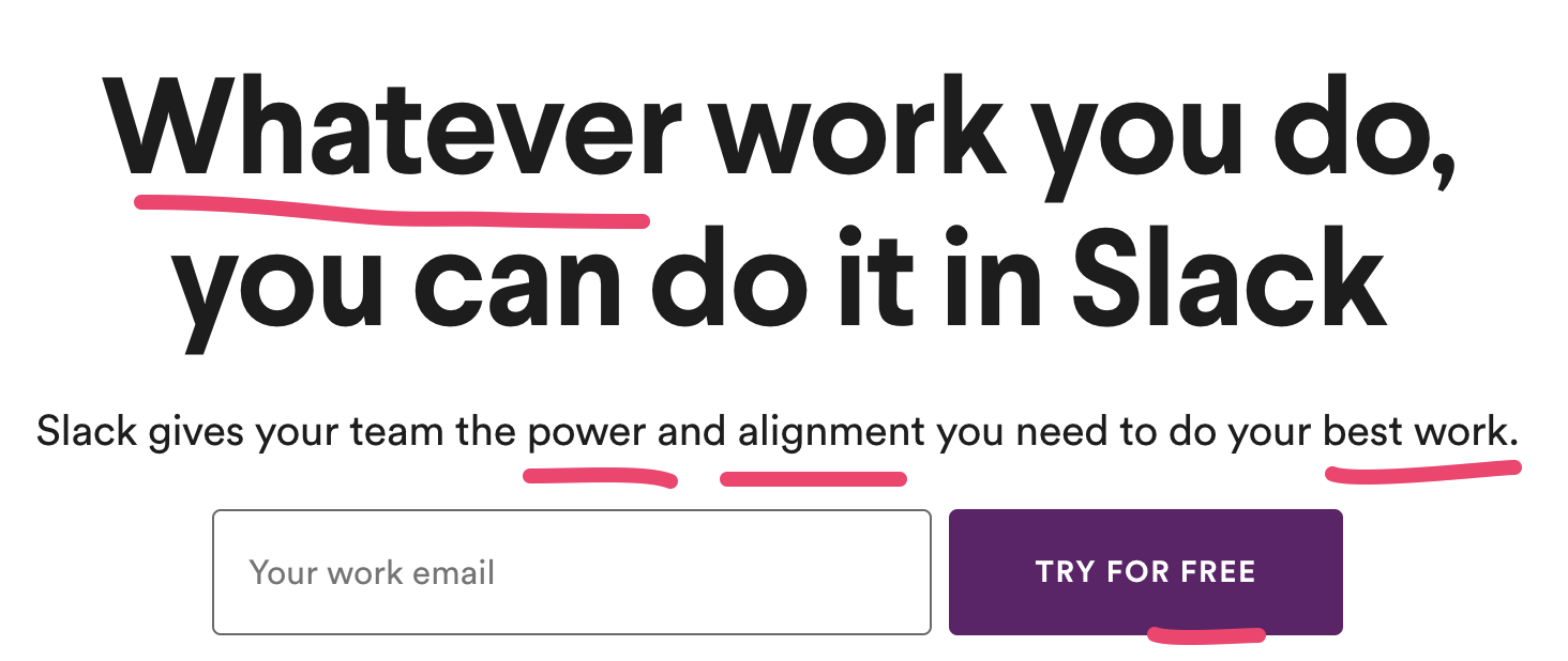 Slack Headline with Power Words