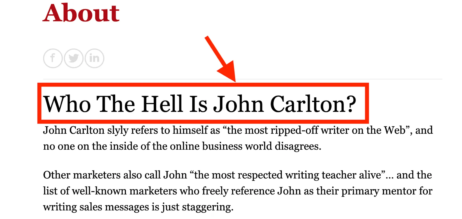 John Carlton’s about page