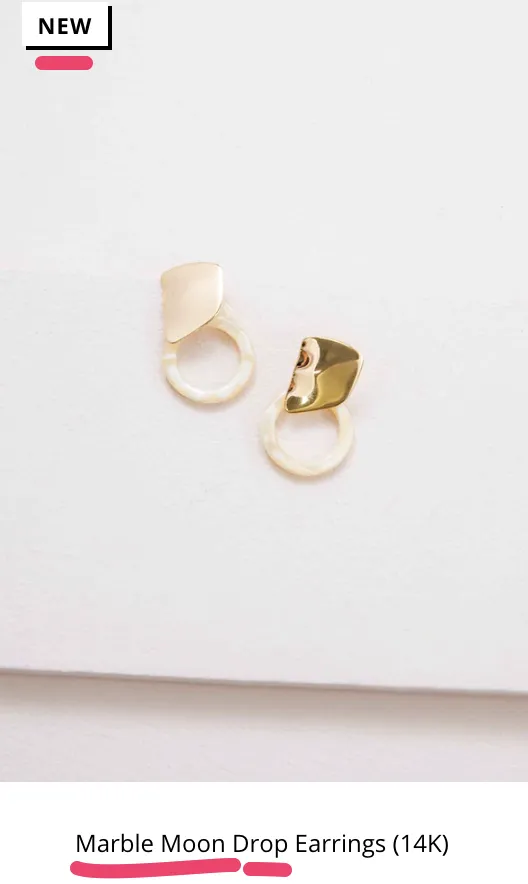 Marble Moon Drop Earrings