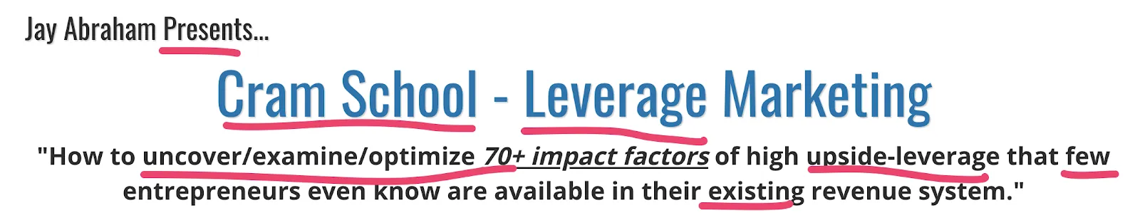 Jay Abraham’s Landing Page Using Power Words