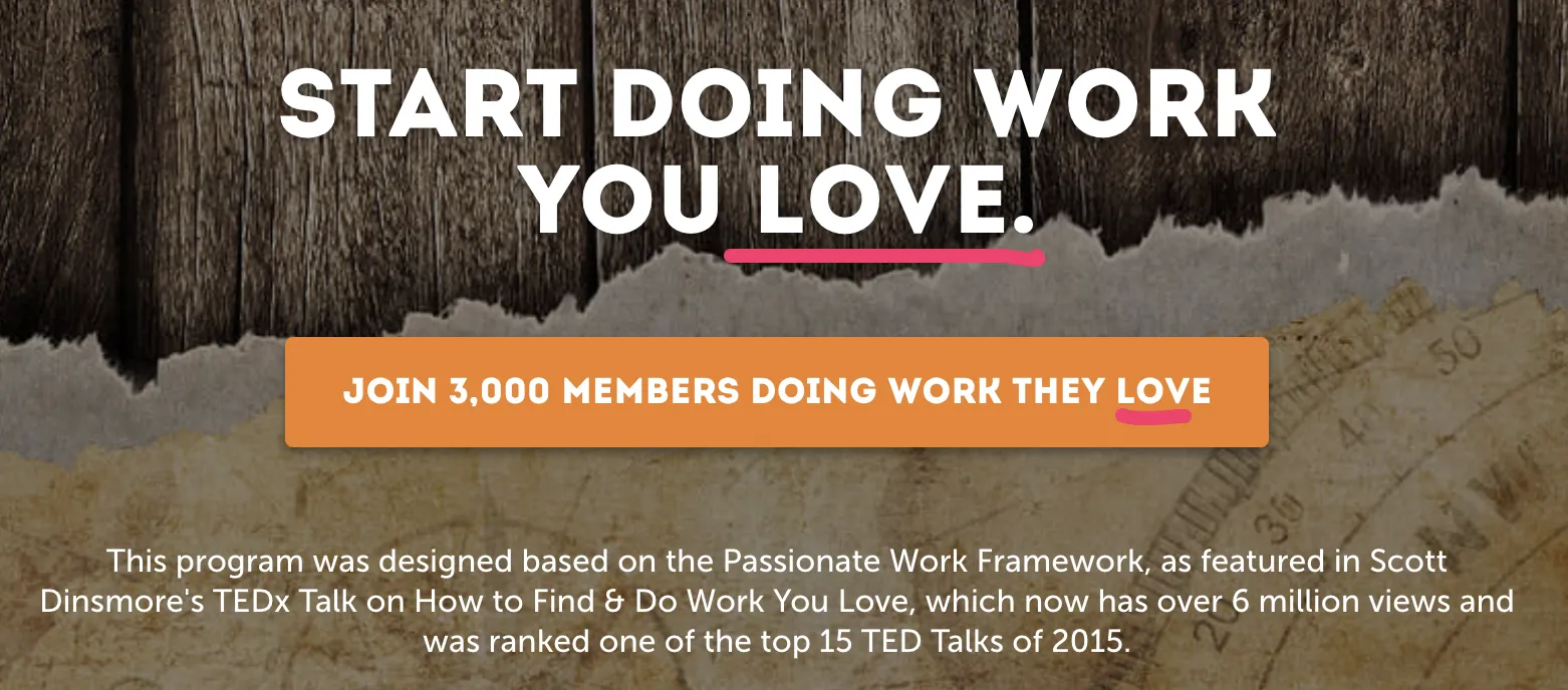 Live off your passion headline
